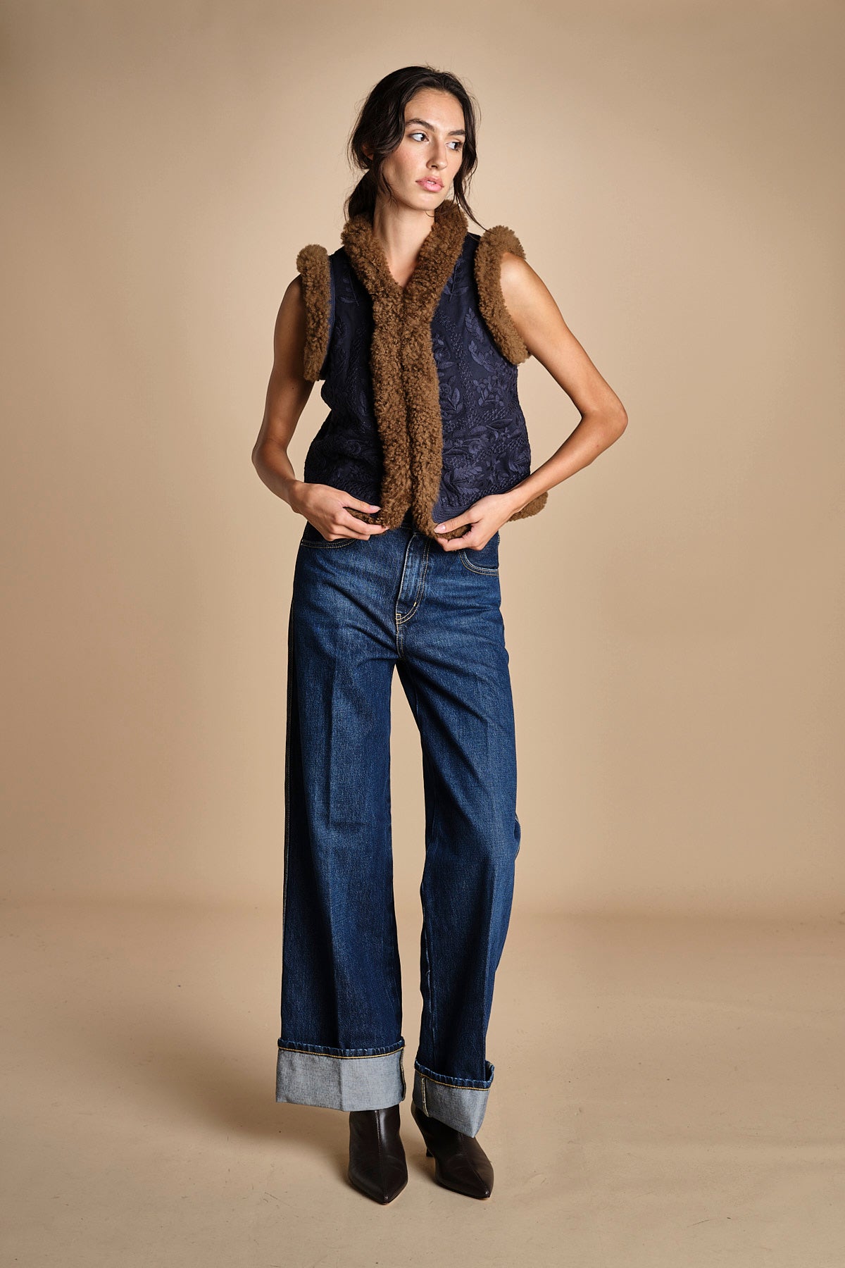 gilet gricamato con montone HUGO GILET NAVY antik batik 