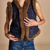 gilet gricamato con montone HUGO GILET NAVY antik batik 