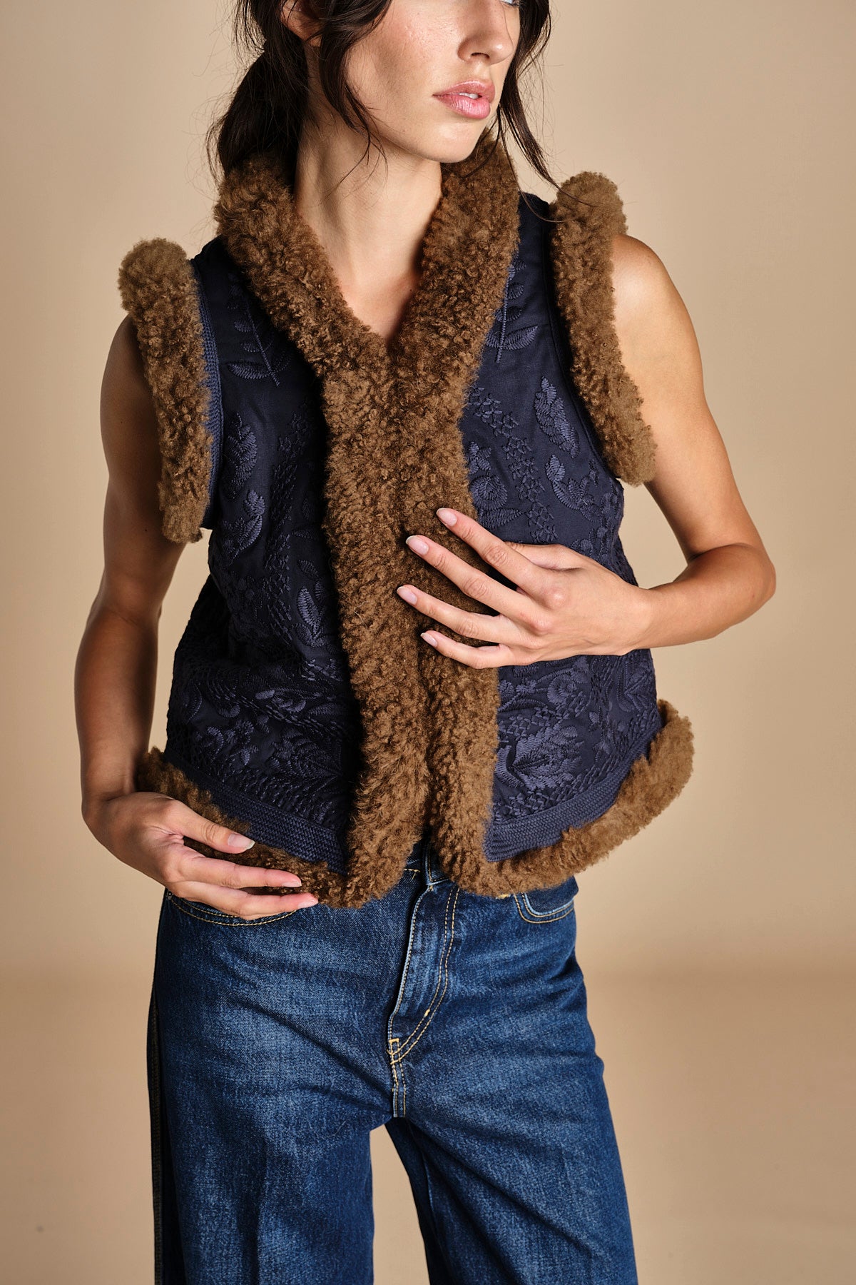 gilet gricamato con montone HUGO GILET NAVY antik batik 