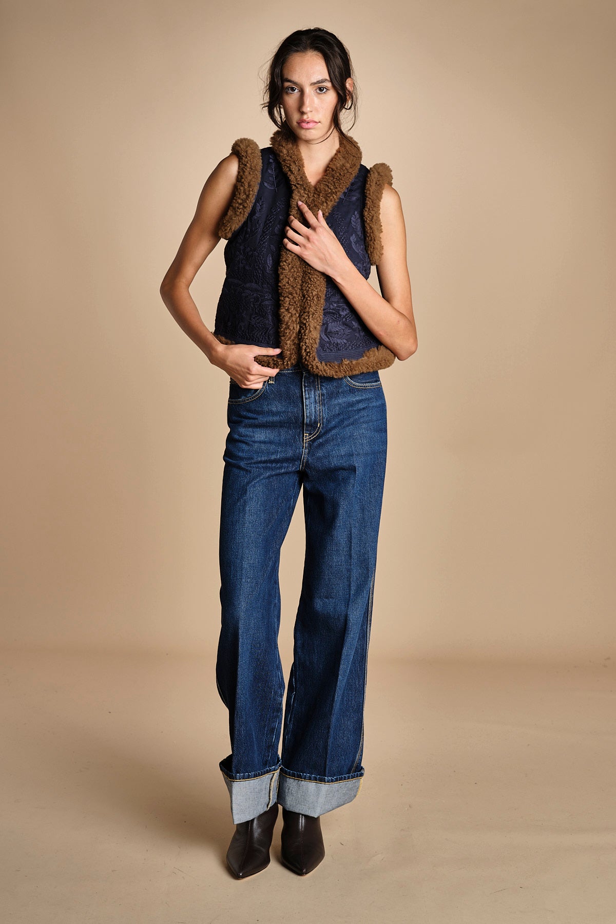 gilet gricamato con montone HUGO GILET NAVY antik batik 
