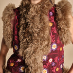 gilet ricamato con mongolia MAGYAR GILET BURGUNDY antik batik 