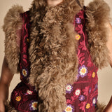 gilet ricamato con mongolia MAGYAR GILET BURGUNDY antik batik 