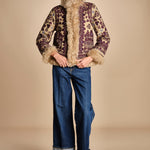 giacca ricamata con montone SANDORA JACKET CAMEL antik batik 