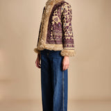 giacca ricamata con montone SANDORA JACKET CAMEL antik batik 