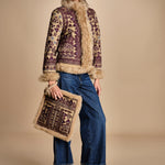 giacca ricamata con montone SANDORA JACKET CAMEL antik batik 