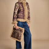giacca ricamata con montone SANDORA JACKET CAMEL antik batik 