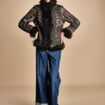 giacca ricamata con montone SANDORA JACKET KAKI antik batik 