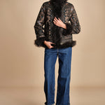 giacca ricamata con montone SANDORA JACKET KAKI antik batik 