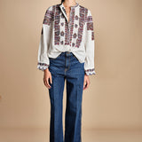 camicia con ricamo floreale TAMI BLOUSE CREAM antik batik 