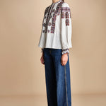 camicia con ricamo floreale TAMI BLOUSE CREAM antik batik 