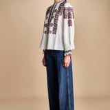 camicia con ricamo floreale TAMI BLOUSE CREAM antik batik 