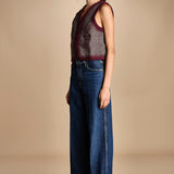gilet in tessuto diagonale ricamato WILL GILET GREY antik batik 