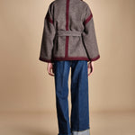 giacca in tessuto diagonale ricamato WILL KIMONO GREY antik batik 