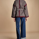 giacca in tessuto diagonale ricamato WILL KIMONO GREY antik batik 