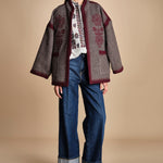 giacca in tessuto diagonale ricamato WILL KIMONO GREY antik batik 