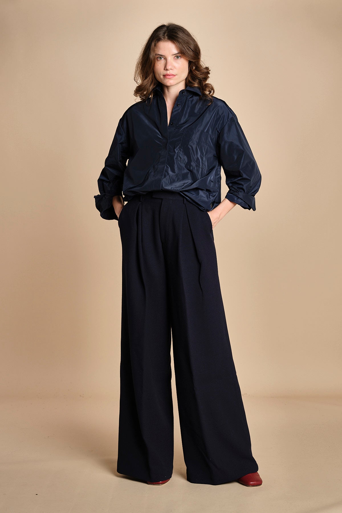 camicia in taffetas 5N25 BLU aspesi 