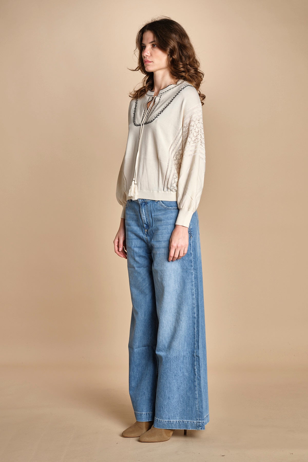 maglia over traforata BAUSCA ECRU ba&sh 