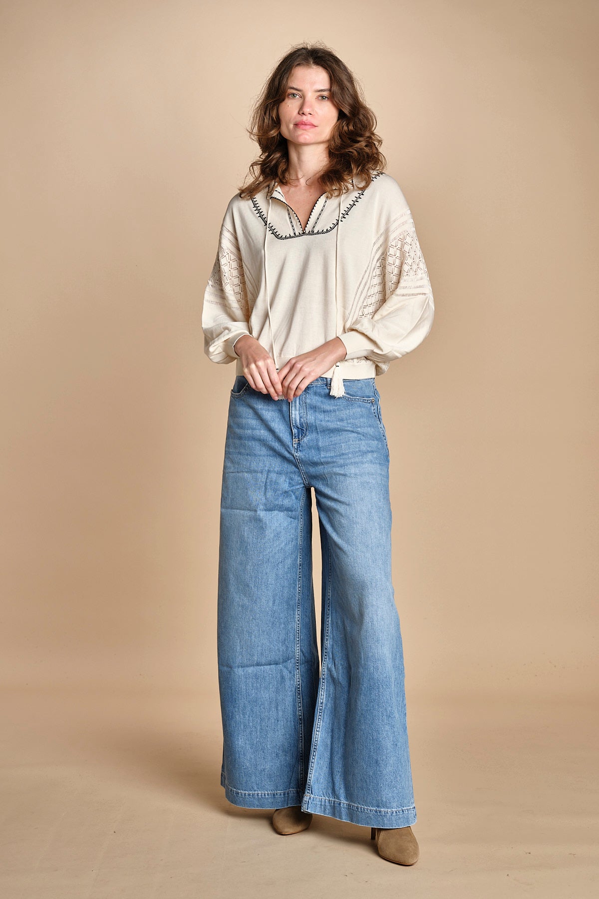 maglia over traforata BAUSCA ECRU ba&sh 