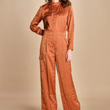 tuta in raso con zip CARMY PRALINE ba&sh 