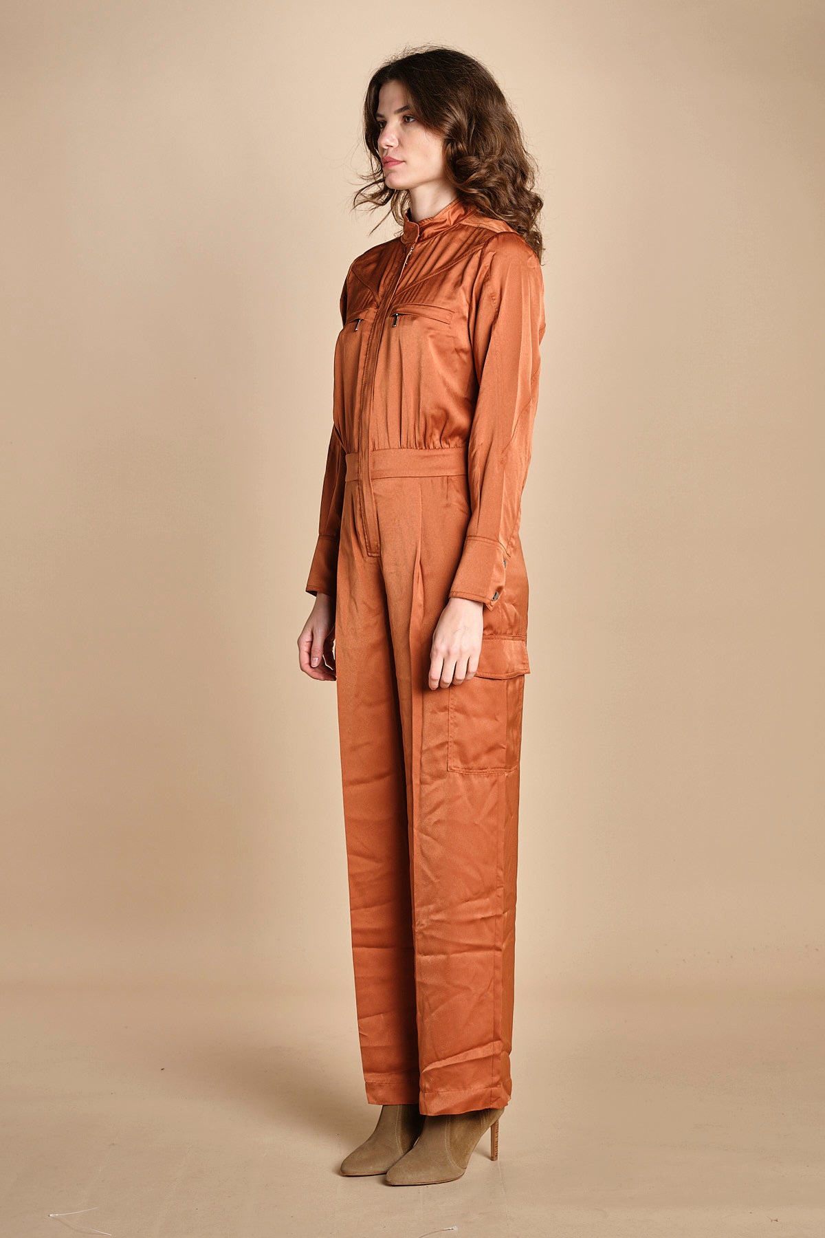 tuta in raso con zip CARMY PRALINE ba&sh 
