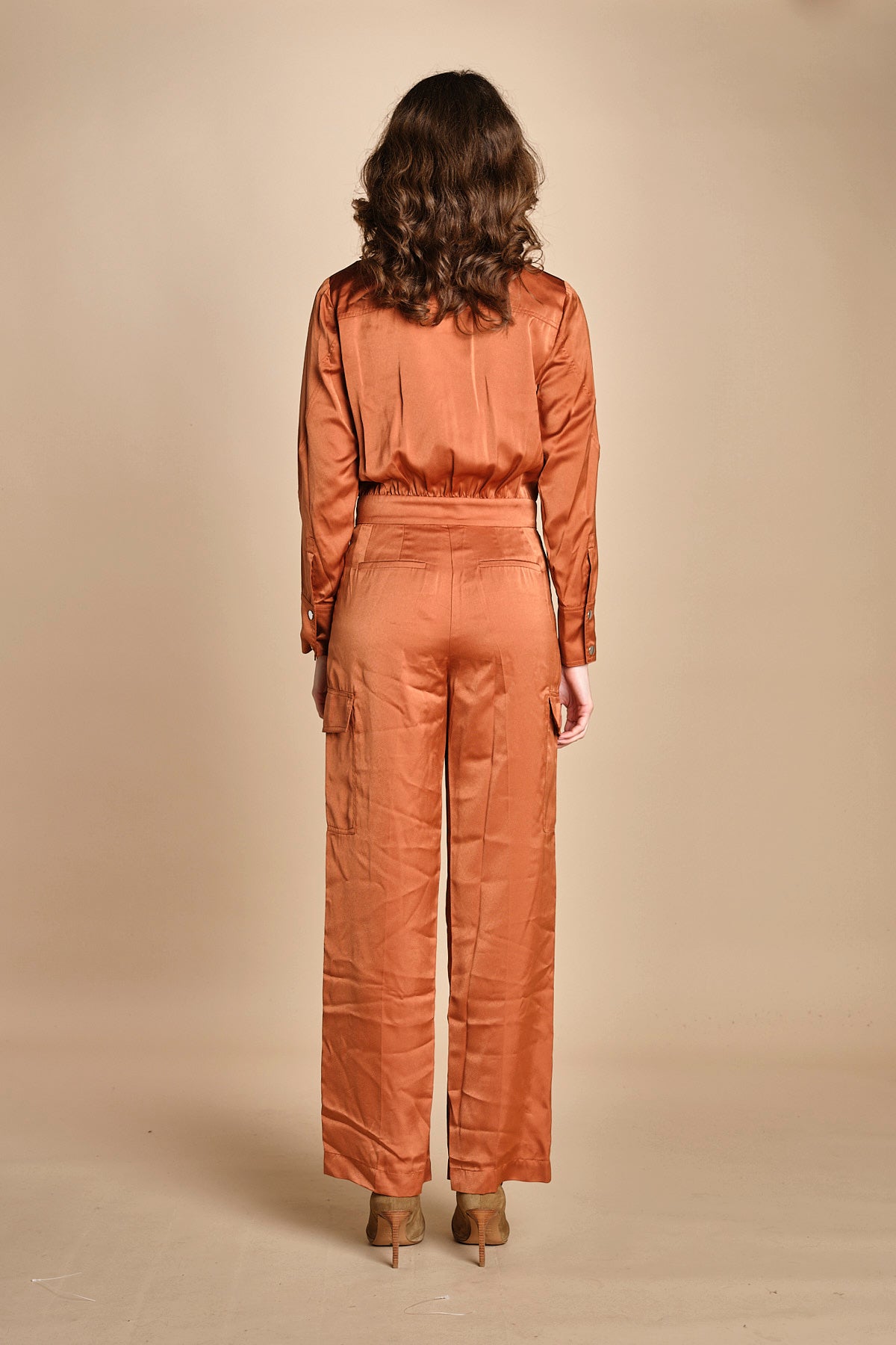 tuta in raso con zip CARMY PRALINE ba&sh 