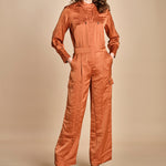 tuta in raso con zip CARMY PRALINE ba&sh 