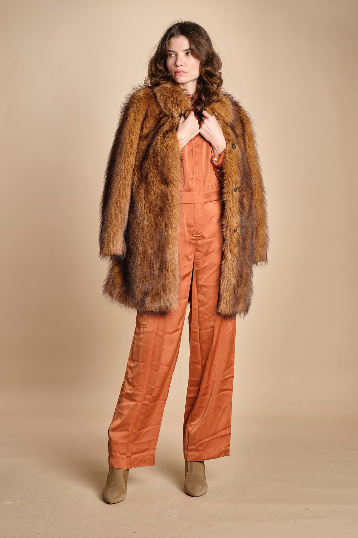 tuta in raso con zip CARMY PRALINE ba&sh 