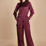 tuta in raso con zip CARMY PRUNE ba&sh 