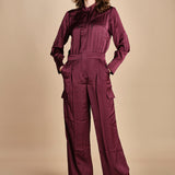 tuta in raso con zip CARMY PRUNE ba&sh 