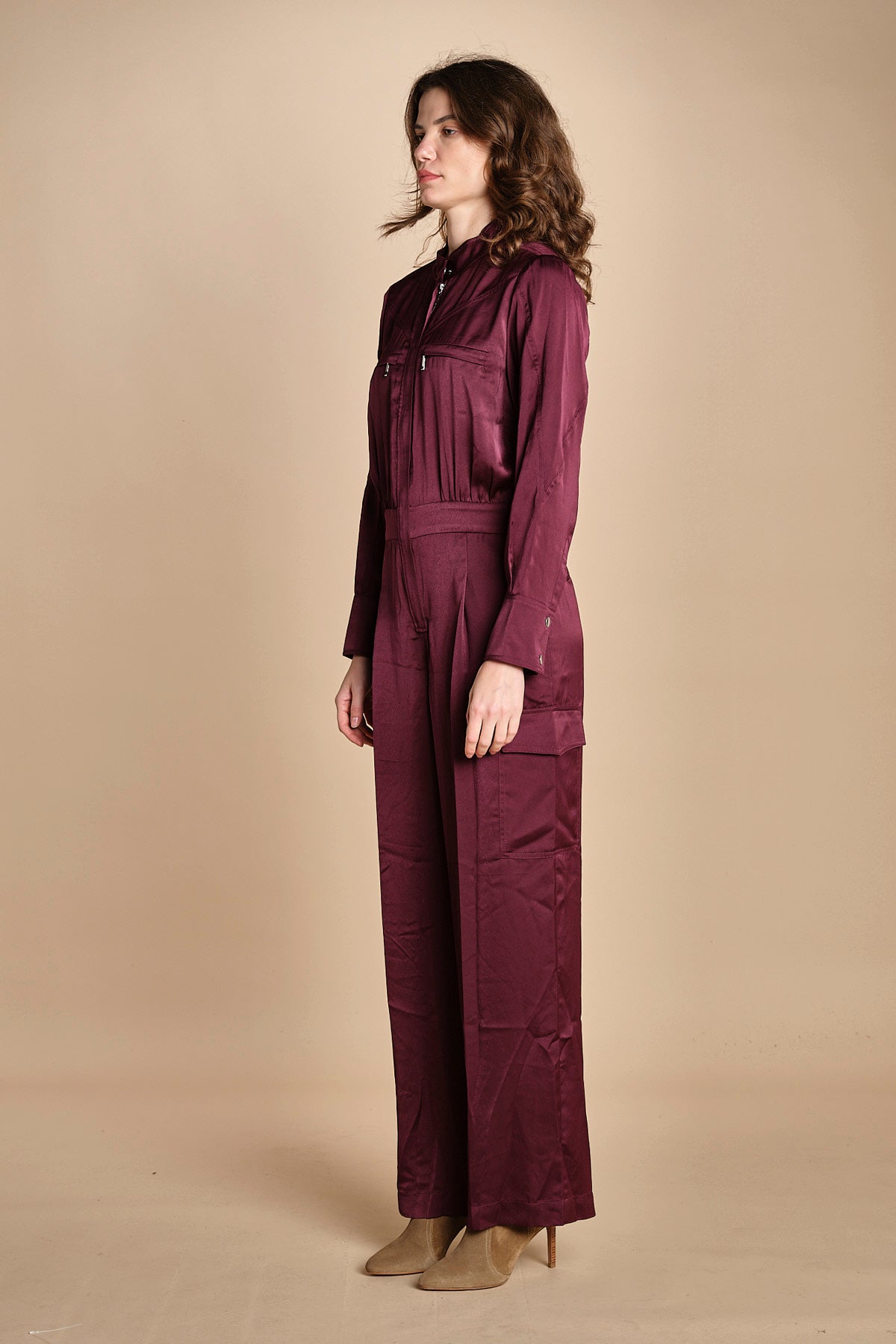 tuta in raso con zip CARMY PRUNE ba&sh 
