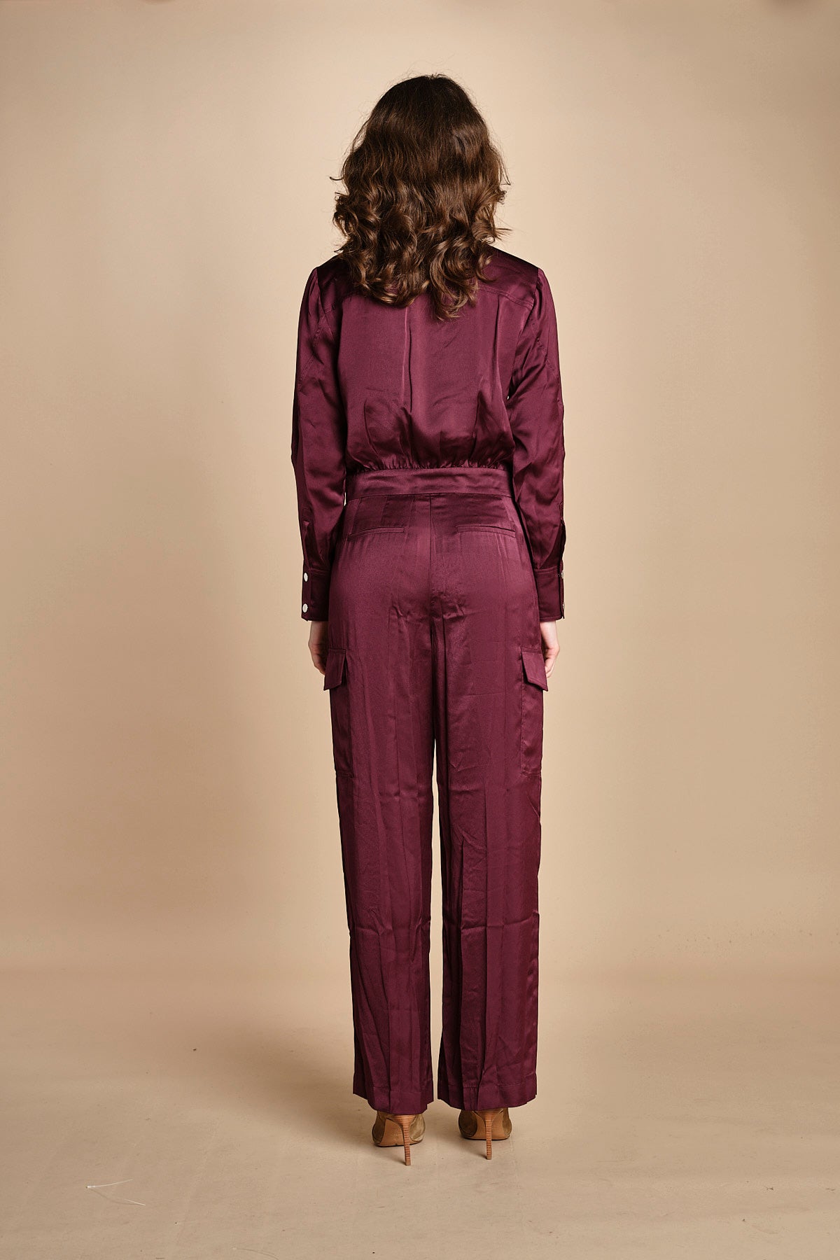 tuta in raso con zip CARMY PRUNE ba&sh 