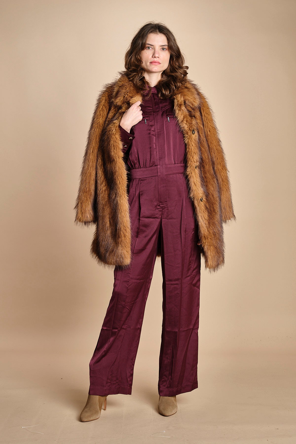 tuta in raso con zip CARMY PRUNE ba&sh 