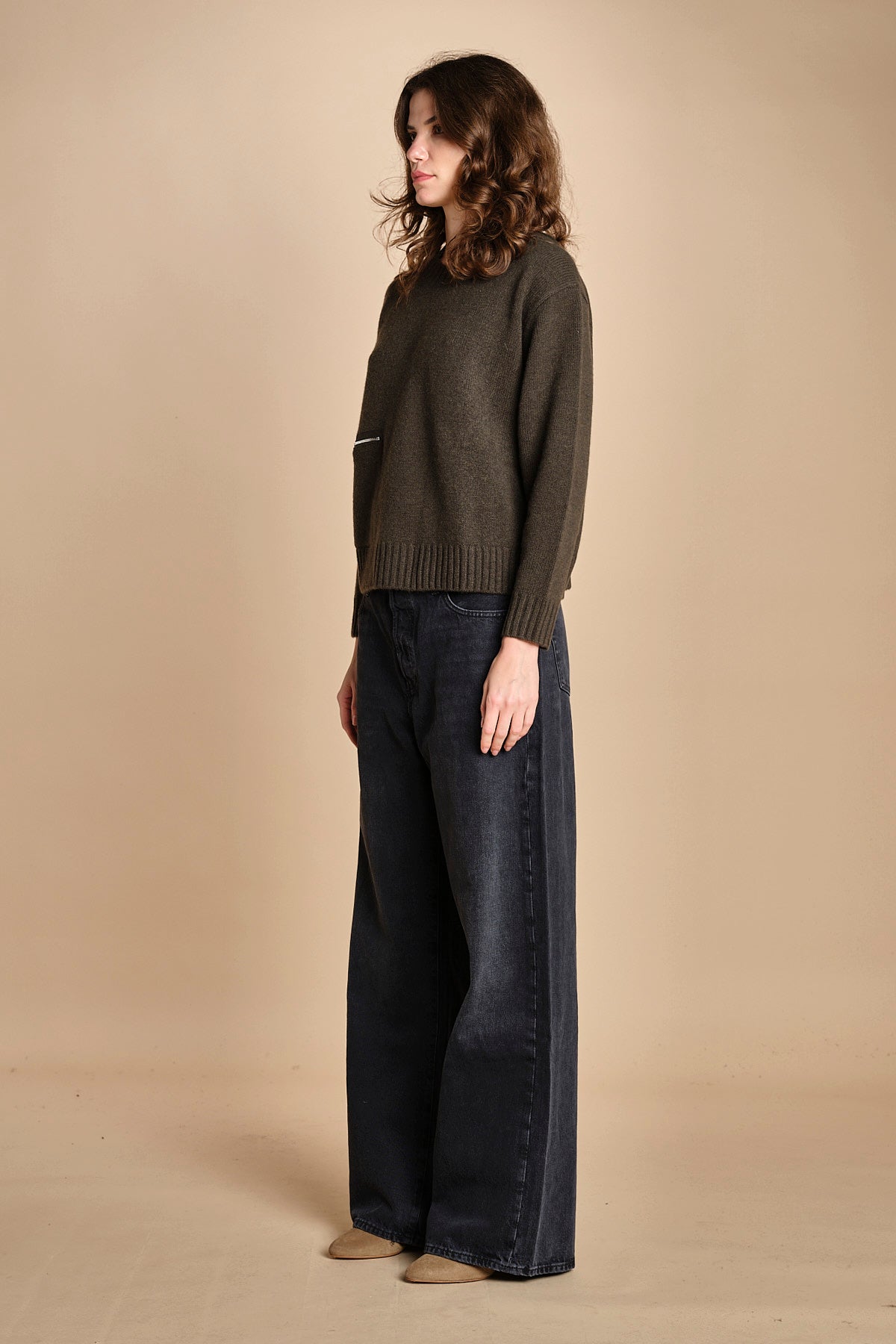 maglia girocollo con zip CESNIK KAKI ba&sh 