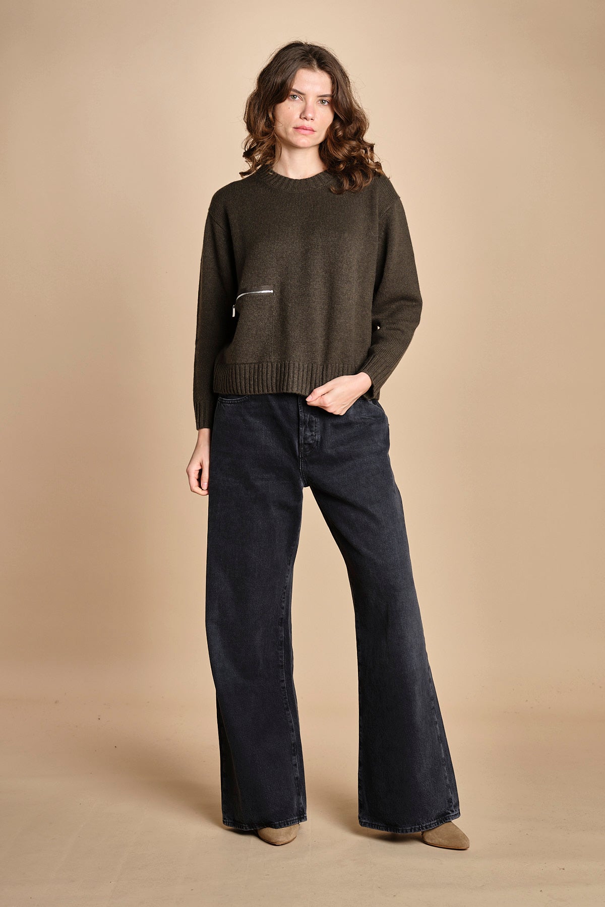 maglia girocollo con zip CESNIK KAKI ba&sh 
