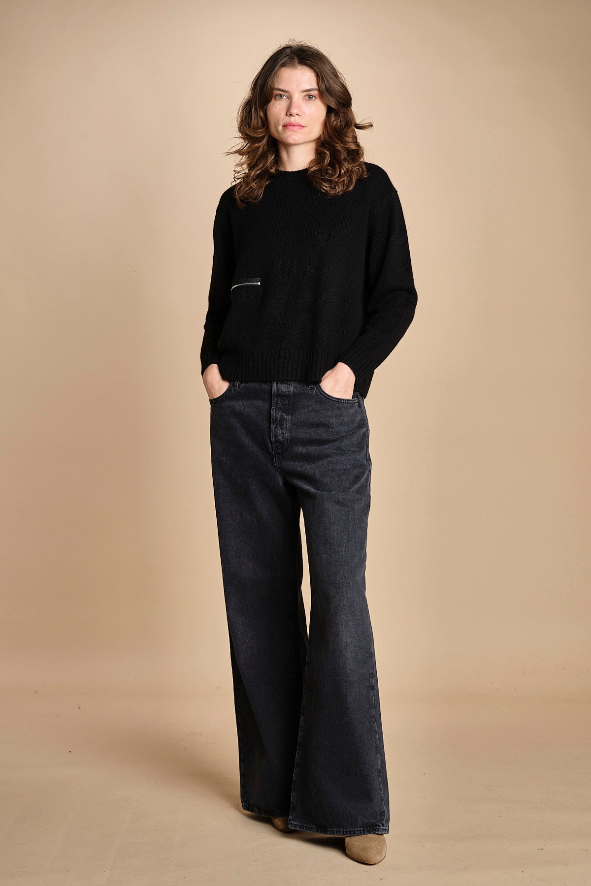 maglia girocollo con zip CESNIK NERO ba&sh 