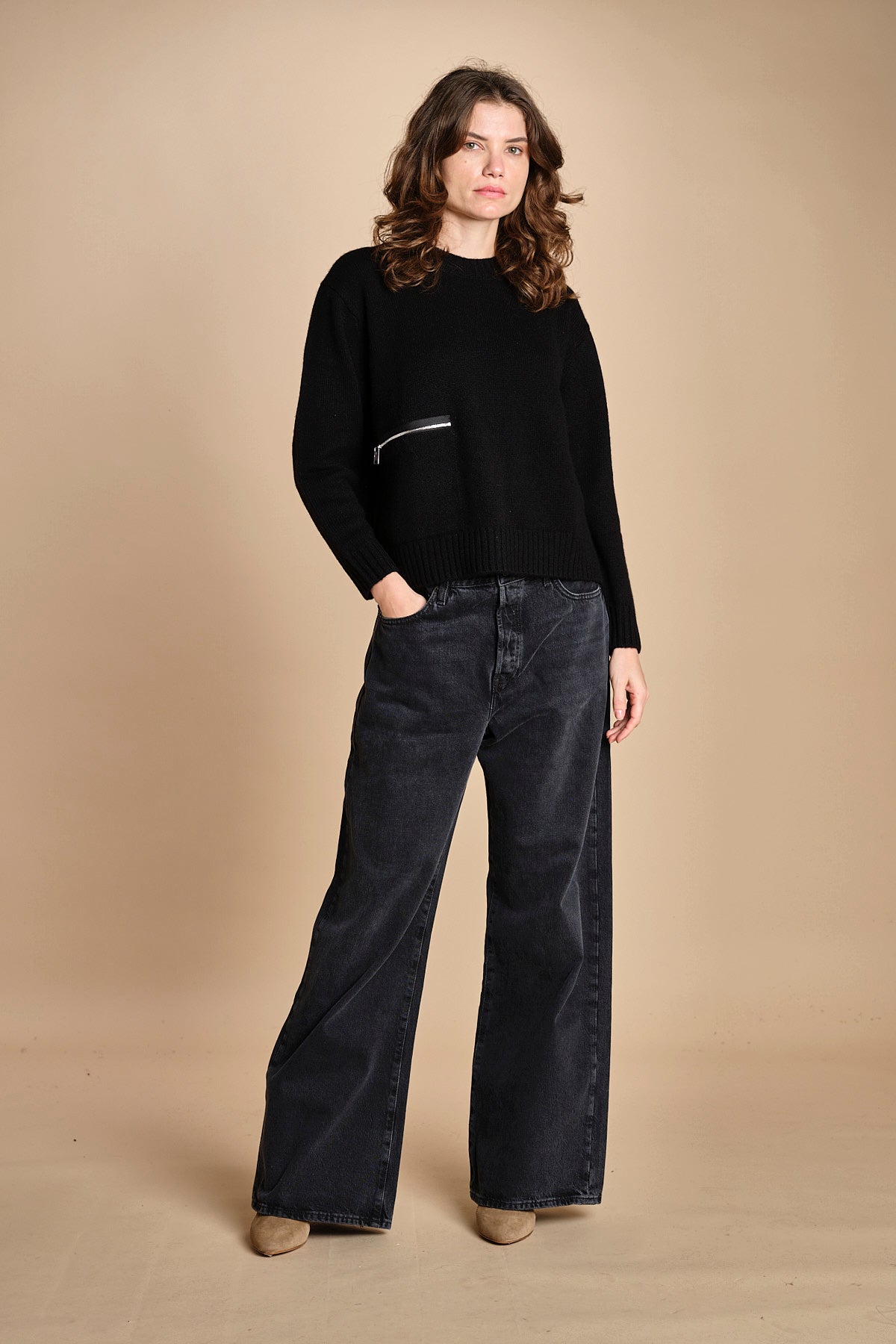 maglia girocollo con zip CESNIK NERO ba&sh 