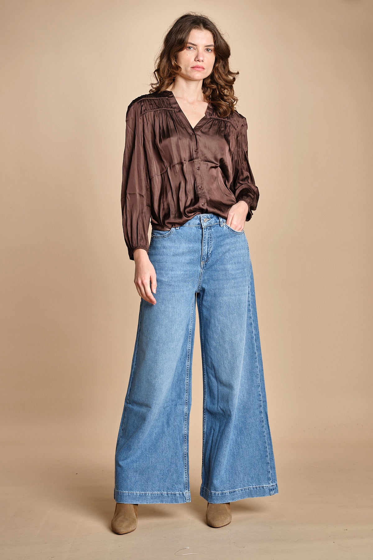 camicia con rouches CESSIA CHOCOLAT ba&sh 