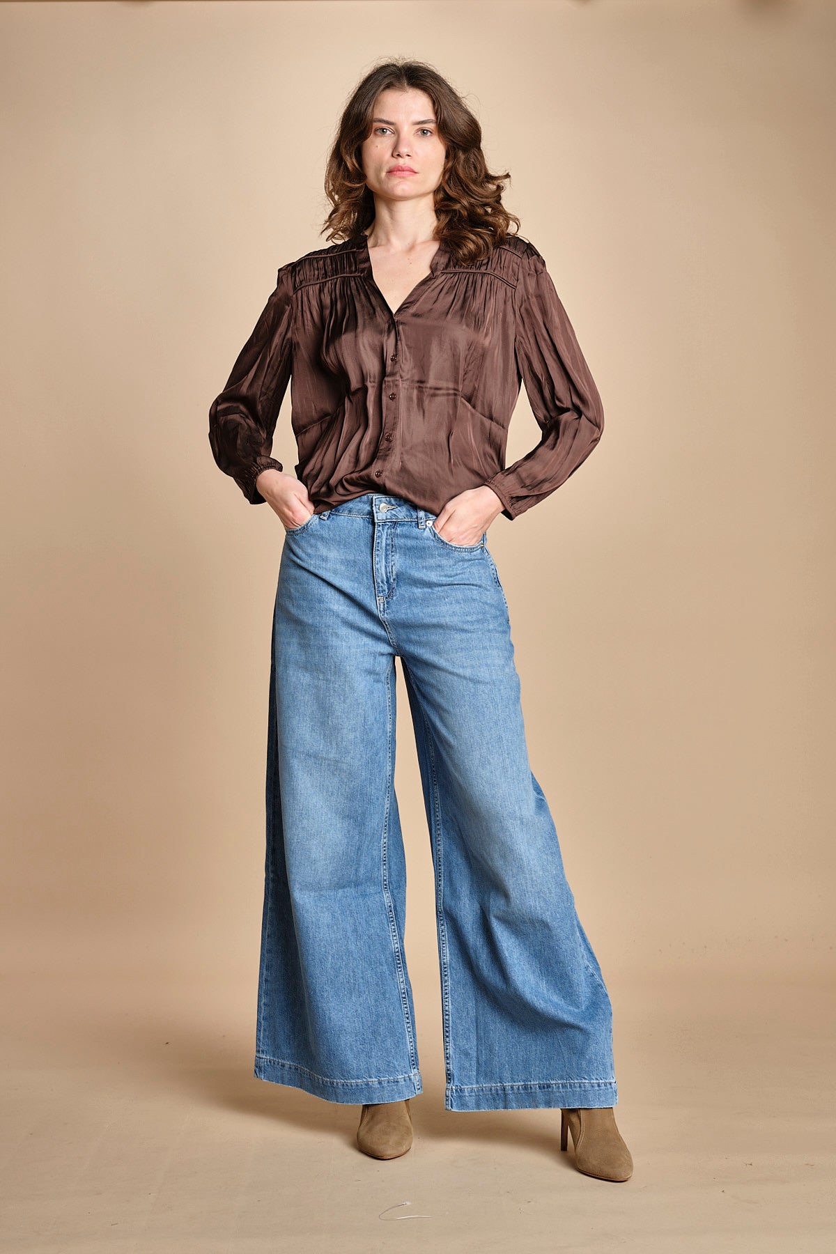 camicia con rouches CESSIA CHOCOLAT ba&sh 