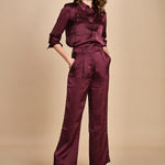 pantaloni in raso con pinces CHARLY PRUNE ba&sh 
