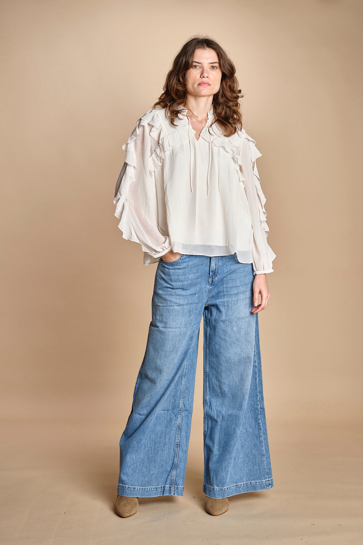 camicia con rouches NILS ECRU ba&sh 