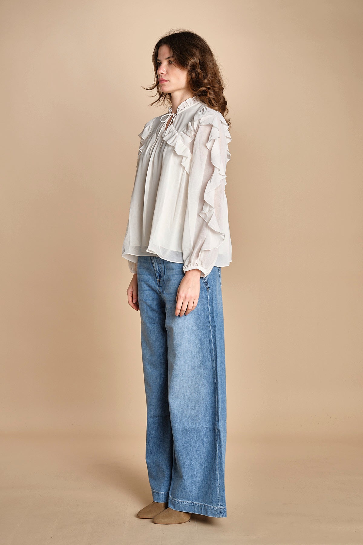 camicia con rouches NILS ECRU ba&sh 
