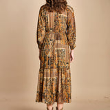 abito midi in etno lurex PIERTA OCRE ba&sh 