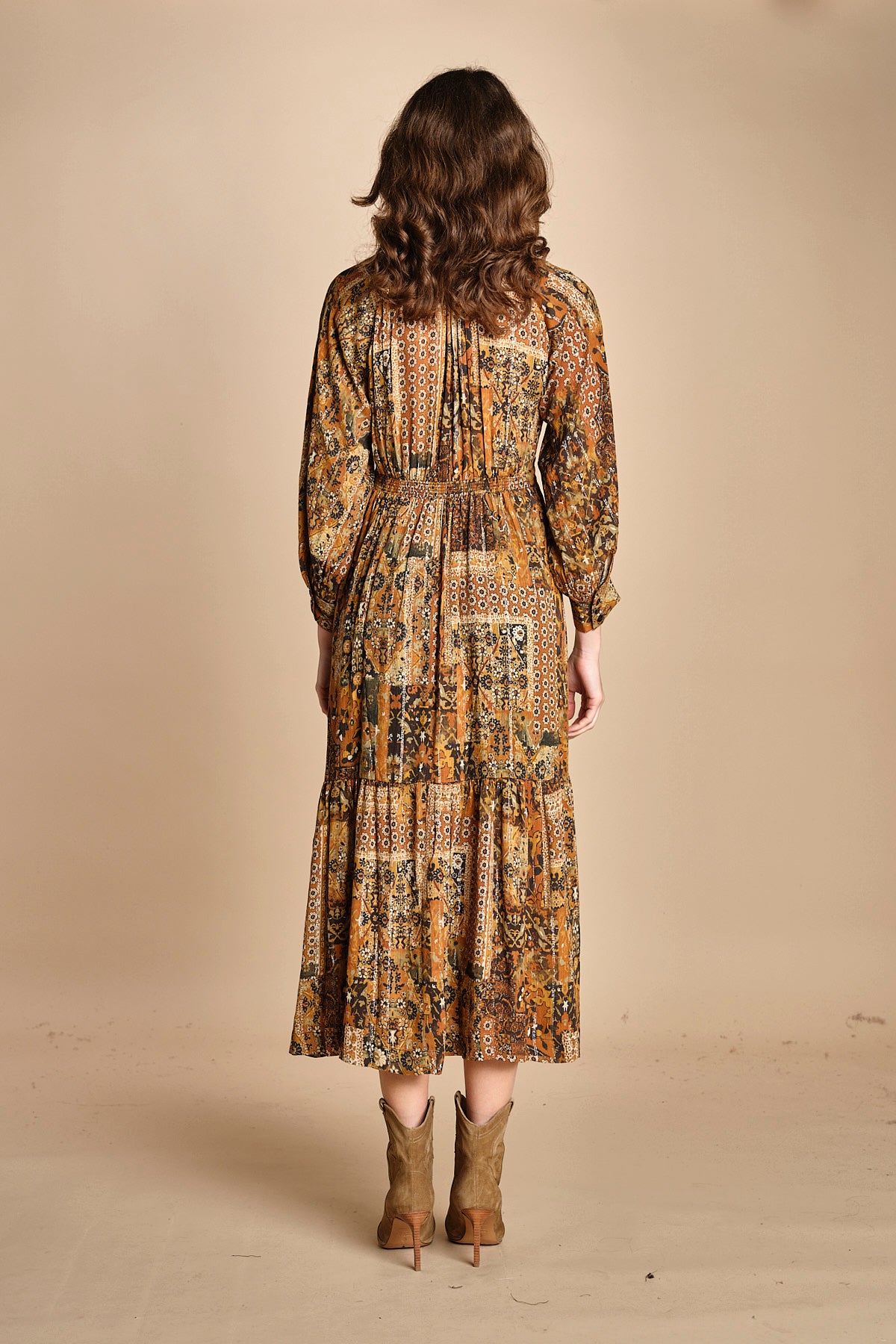 abito midi in etno lurex PIERTA OCRE ba&sh 
