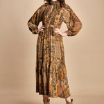 abito midi in etno lurex PIERTA OCRE ba&sh 