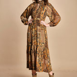 abito midi in etno lurex PIERTA OCRE ba&sh 