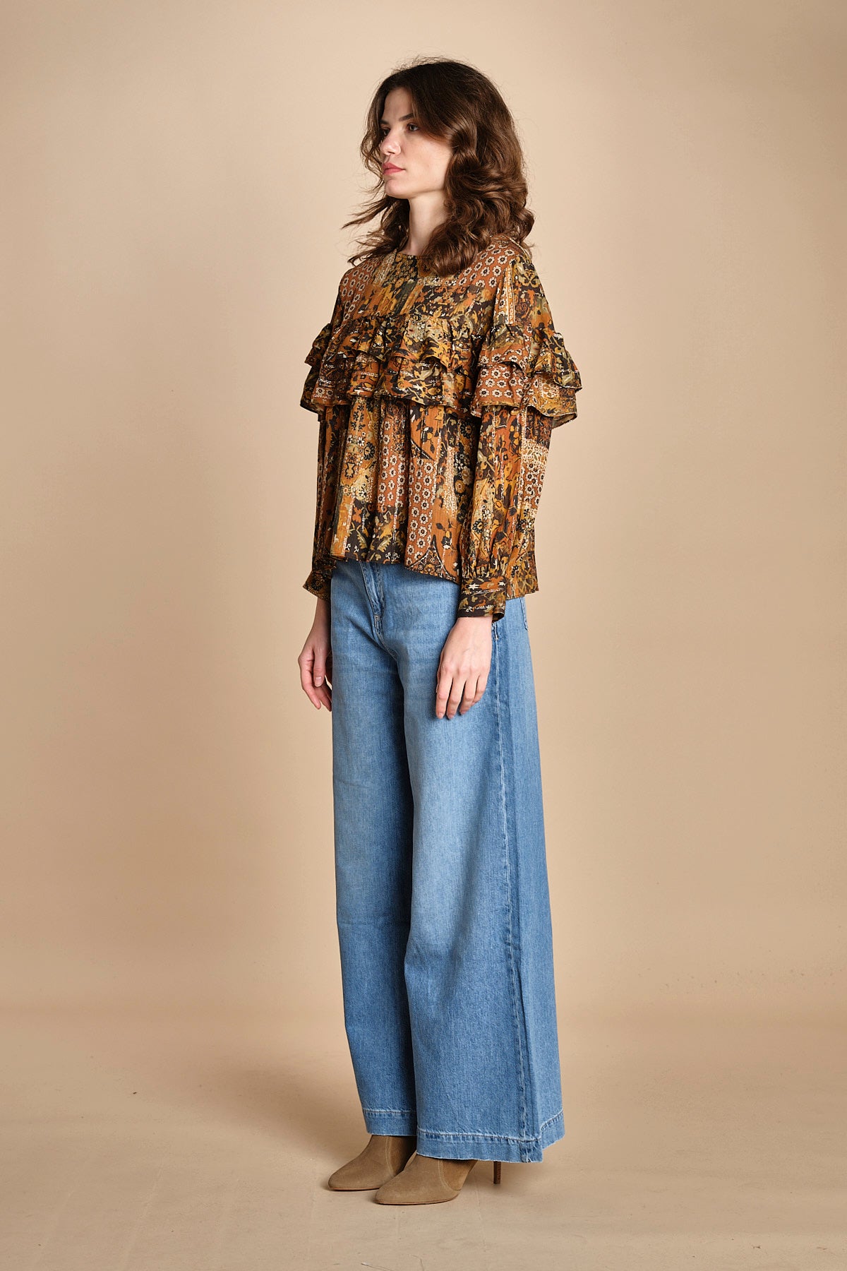 camicia stampa etno lurex PIXIE OCRE ba&sh 