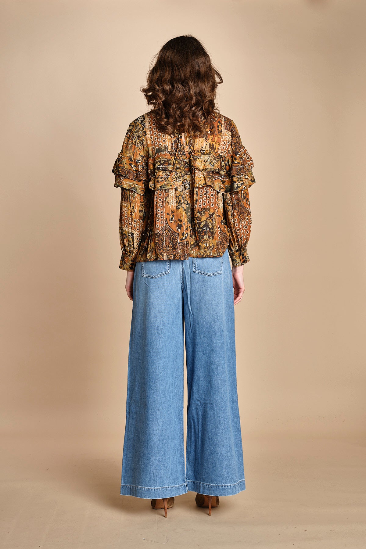camicia stampa etno lurex PIXIE OCRE ba&sh 