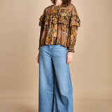 camicia stampa etno lurex PIXIE OCRE ba&sh 