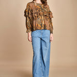 camicia stampa etno lurex PIXIE OCRE ba&sh 