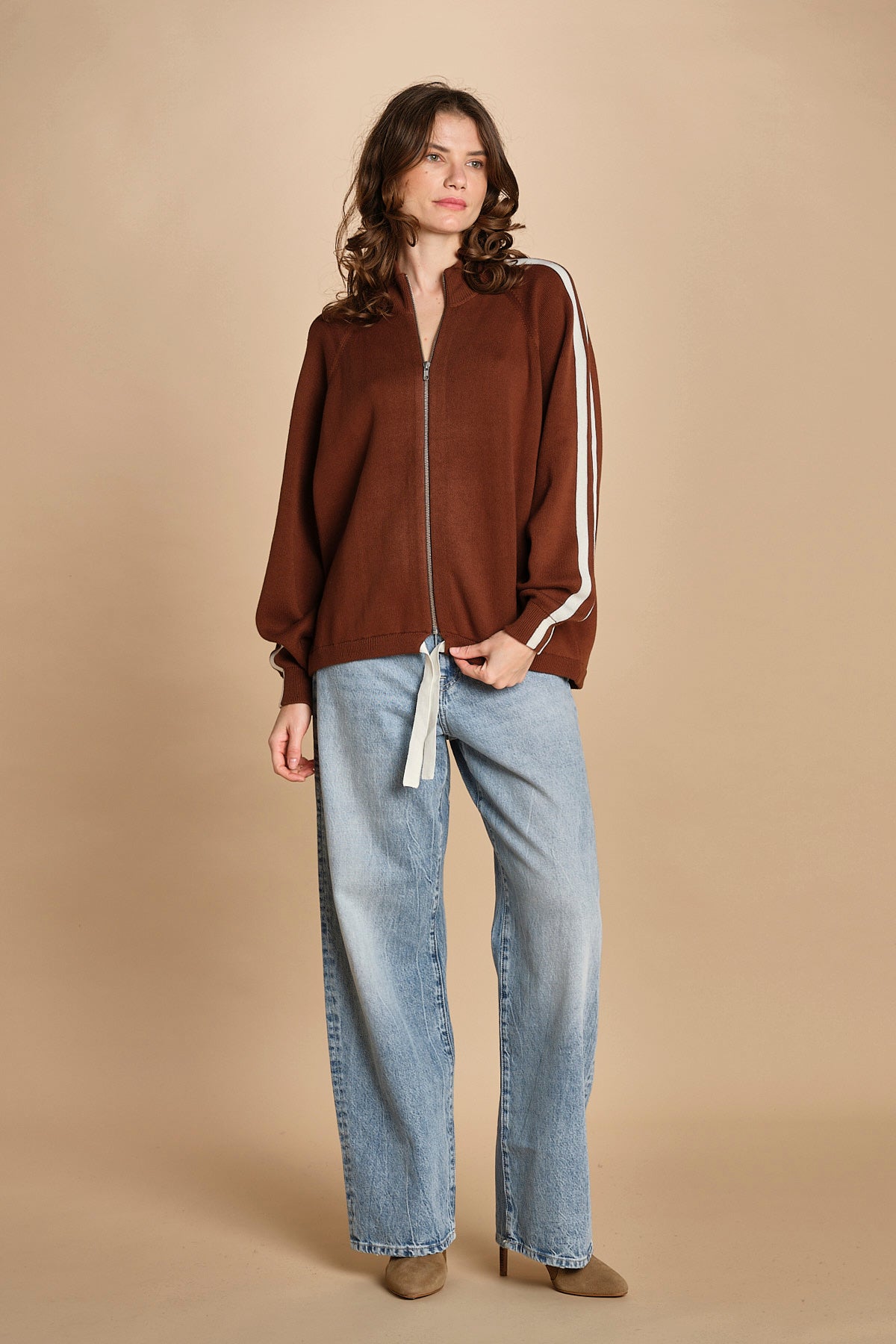 maglia bande con zip ANGIX COFFEE bellerose 